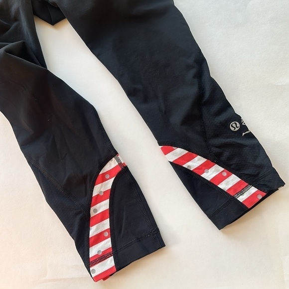 Lululemon Seawheeze Run Inspire Crop Leggings Orange stripes polka dot 4 - Picture 7 of 7
